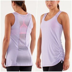 LULULEMON Lightweight Ruched Lilac Mesh Tank Size 6